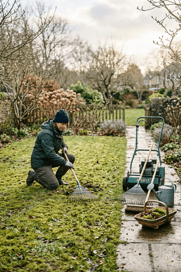gazononderhoud februari - blad verwijderen van gazon