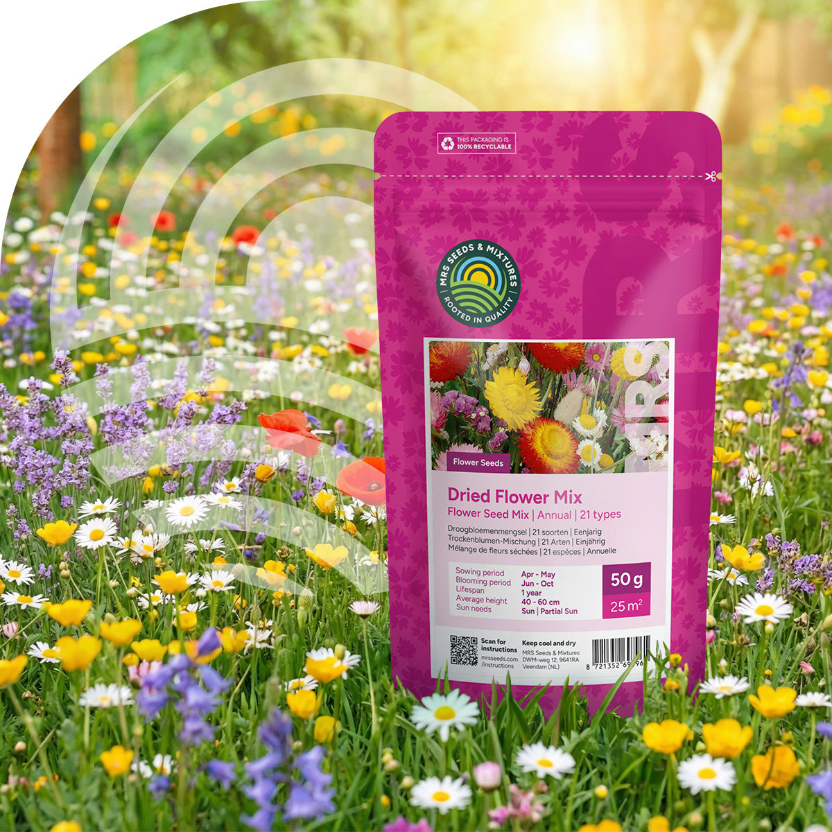 Mélange de graines de fleurs séchées – 21 espèces