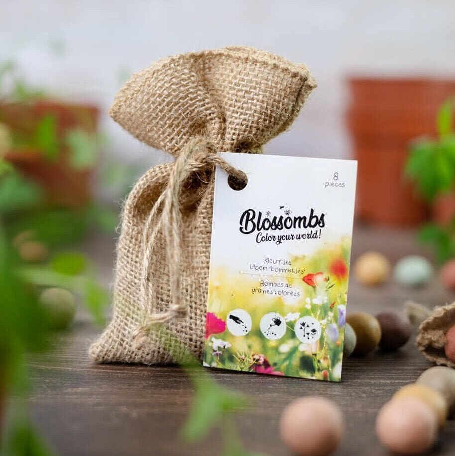 Blossombs Sac cadeau en jute avec 8 boules de graines [fr]