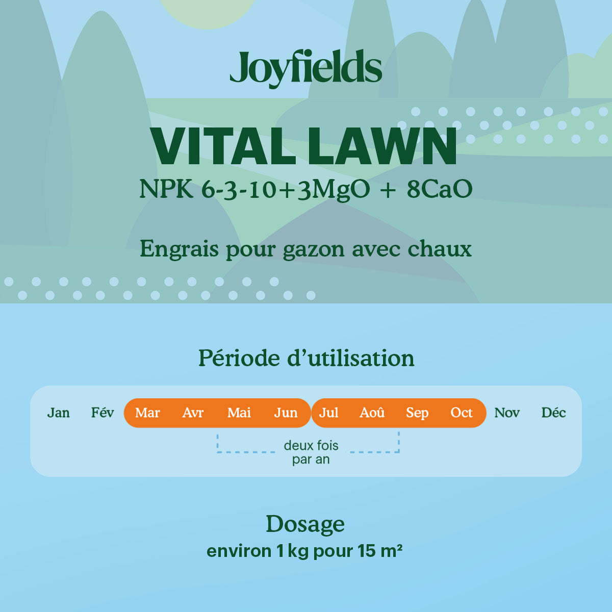 Joyfields Vital Lawn - Engrais pour gazon avec chaux [fr]
