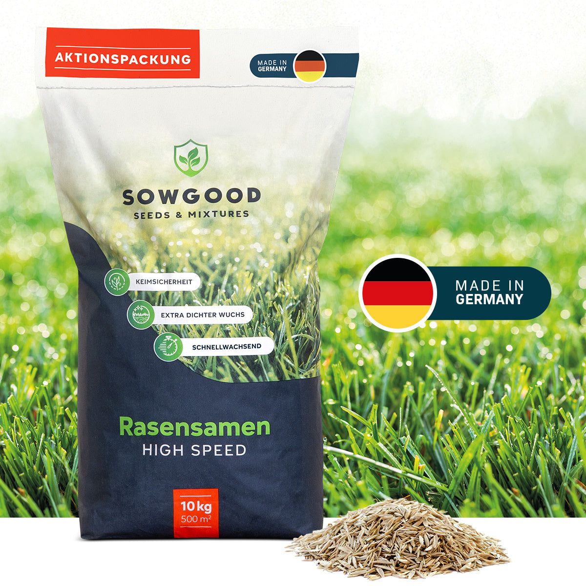 Sowgood Semences de gazon pour sport et jeux 10 kg - 500 m²